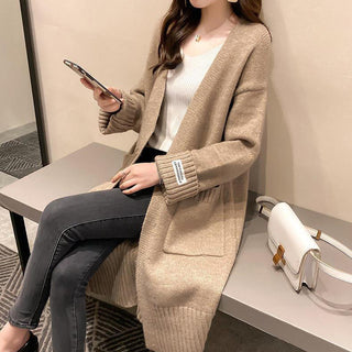 Women's Outer V-neck Knitted Cardigan Sweater