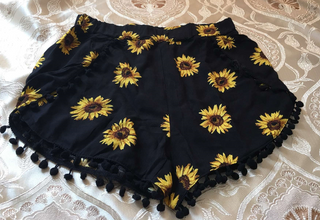 European and American foreign trade summer new women's ball ball sunflower printed elastic waist beach pants shorts