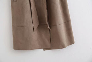 Women's Loose Suede Texture Lace Waistcoat Jacket