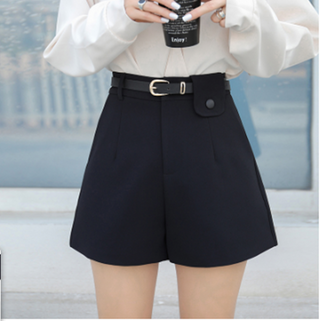 Black High Waist Casual Straight Loose Suit Pants