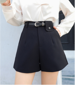Black High Waist Casual Straight Loose Suit Pants
