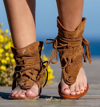 Women's Sandals Flat Tassel Hollow Flip Flops