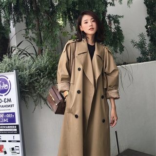Windbreaker Women'S Mid-Length Autumn New Style Korean Casual Jacket Early Autumn