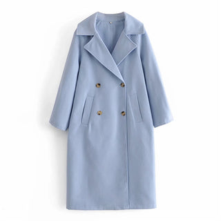 Double breasted blue woolen coat