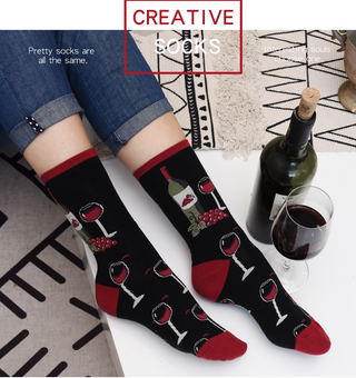 wine woman socks