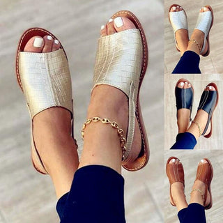 Women's simple PU sandals and slippers
