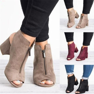 Women's plus size fish mouth thick heel sandals