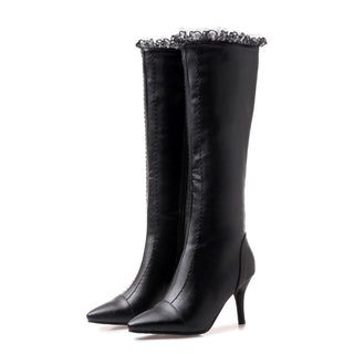 Stiletto pointed toe high knight boots