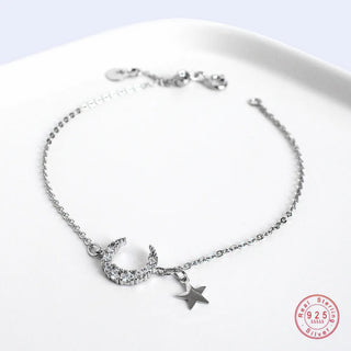 925 Sterling Silver Simple Moon Star Bracelet For Women Fashion Classic Student Party Jewelry Accessories Girlfriend Gift