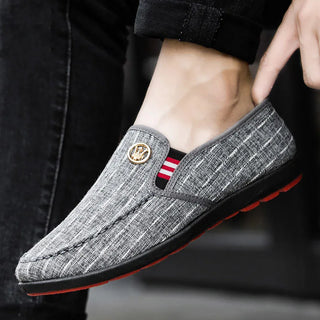 2022 New Fashion Men's Shoes Spring Style Canvas Men Loafers Comfortable Leather Shoes Men Flats Metal Decoration Driving Shoes