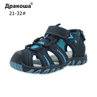 Apakowa Brand New Summer Children Beach Boys Sandals Kids Shoes Closed Toe Arch Support Sport Sandals for Boys Eu Size 21-32