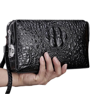 Crocodile Pattern Anti-theft Password Lock Wallet Split Leather Wallet Men's Clutch Bag Business Large Capacity Hand Bag Purse