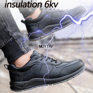 Black Safety Shoes Men Steel Toe Shoes Work Shoes Sneakers Male Anti-puncture Indestructible Security Boots Waterproof Work Boot