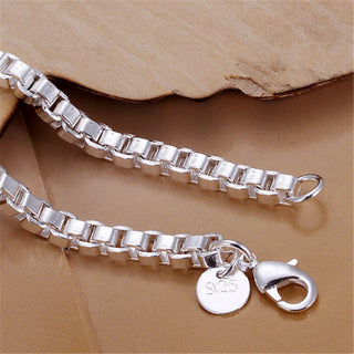 4mm Sterling Silver Round Box Chain Bracelet Necklace