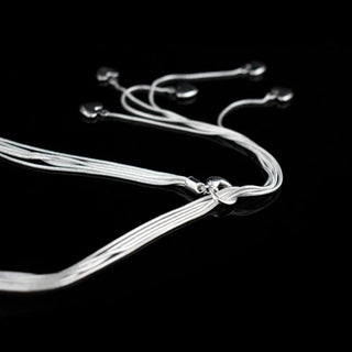 Sterling Silver Long Tassel Heart Pendant Necklace