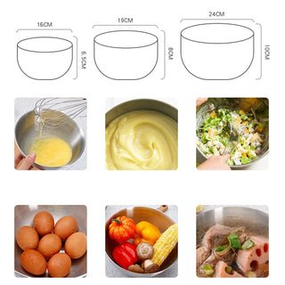 304 Stainless Steel Mixing Bowls Nesting Storage Bowls Set Kitchen Salad Bowls Cooking Bowl Baking Accessory with Scale