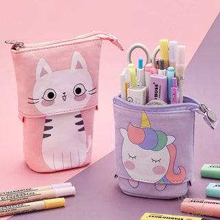Cute Cat Pencil Case Kawaii Pen Box Telescopic Pen Holder School Supplies Student Stationery Girl School Kit Trousse Scolaire