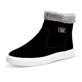 Men Boots Leather High-top With Fur Plus Size Velvet Ankle