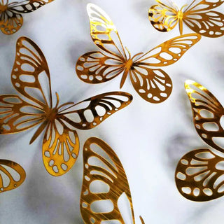 12Pcs/Set Gold Silver Hollow Butterfly Wall Stickers 3D Butterflies Bedroom Living Room Home Decoration Applique Wedding Decor