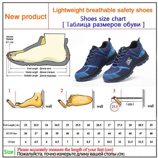 Construction Work Safety Shoes Men Indestructible Work Shoes Steel Toe Cap Work Sneakers Men Puncture Proof Protective Shoes