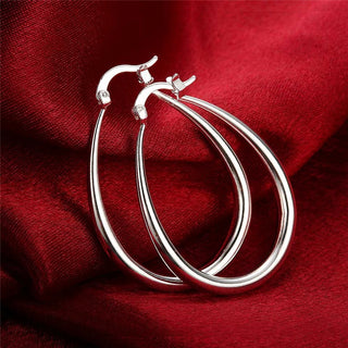 DOTEFFIL 925 Sterling Silver Smooth Solid Circle U Round Hoop Earring For Women Wedding Engagement Party Fashion Jewelry
