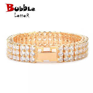Bubble Letter Man Bracelet Tennis Chain Iced Out Hip Hop Jewelry Copper Material Gold Color Free Shipping Items