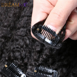 Kinky Straight Clips In Human Hair Extensions 120g 8pcs/Set Coarse Yaki Clip Ins Hair Extension Brazilian Remy Machine Made Remy