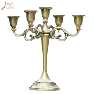 IMUWEN Silver/Gold/Bronze/Black 3-Arms Metal Pillar Candle Holders Candlestick Wedding Decoration Stand Home Decor Candelabra