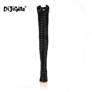 DIJIGIRLS Women High Heels Over the Knee Boots Fashion shoes ladies thigh high Boots black women pumps peep toe long boots