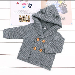 Baby Boy Knitting Cardigan 2023 Winter Warm Newborn Infant Sweaters Fashion Long Sleeve Hooded Coat Jacket Kids Clothing Outfits