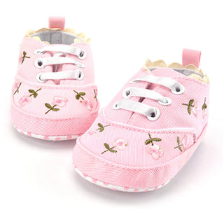 Baby Girls Shoes White Pink Floral Embroidered Soft Soles Shoes Prewalker Walking Toddler Casual Kids Shoes For Dropshipping