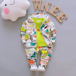 Autumn Winter Outfits Baby Girls Clothes Sets Cute Infant Sport Suits Hooded Zipper Jacket T Shirt Pants 3pcs Boys Kids Clothing