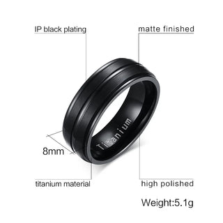 8mm Men Black Ring