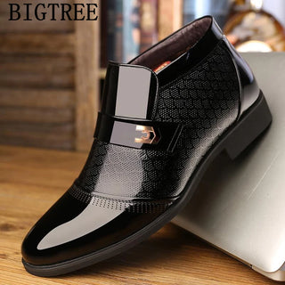 Business Shoes Mens Dress Boots Office Shoes Men Classic Patent Leather Winter Boots Men Formal Shoes Luxury Brand Buty Meskie