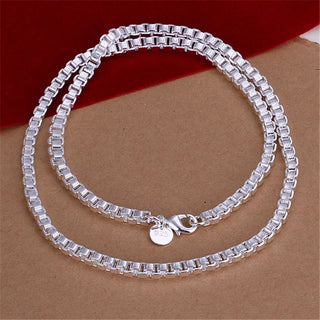 4mm Sterling Silver Round Box Chain Bracelet Necklace