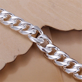 DOTEFFIL 925 Sterling Silver 8mm Sideways Bracelet Chain For Men Women Wedding Engagement Party Jewelry