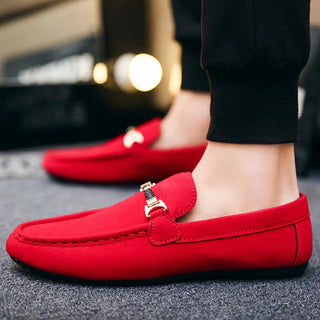 Designer Shoes Men Zapatos De Hombre Slip-On Leather Shoes Casual Male Shoes Adult Red Driving Moccasin Soft Non-slip Loafers