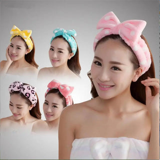 Fashion Sweet Dot Strip Printed Plush Soft Bow Headbands Wash Face Hairband Women Hair Holder Turban Headband Hair Accessories