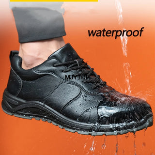 Black Safety Shoes Men Steel Toe Shoes Work Shoes Sneakers Male Anti-puncture Indestructible Security Boots Waterproof Work Boot