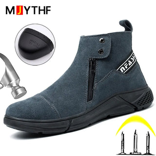 2023 New Work & Safety Boots Men Steel Toe Shoes Men Safety Shoes Indestructible Puncture-Proof Work Sneakers Work Shoes Boots