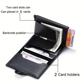 Credit Card Holder Men Wallet RFID Aluminium Box Bank PU Leather Wallets With Money Clip Designer Anti-theft Wallet Card Holder