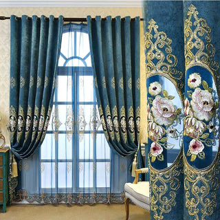 European Style Embroidered Curtains for Living Room Thickened Blackout Embroidered Curtains Customized Version Curtain