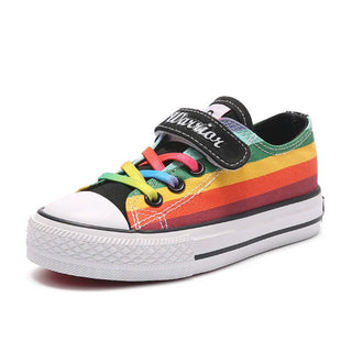 Kids Shoes for Girl Autumn 2023 New Children's High-top Canvas Shoes Casual Wild Boys Sneakers Girls Rainbow Shoes