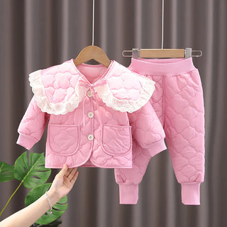 2-6Y Girls Cotton Sets Detachable Coat and Pants 2Pcs