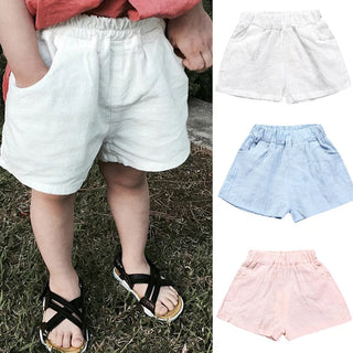 2024 Baby Boys Shorts Summer Cotton Solid PP Linen Shorts For Girls Harem Pants Toddler Children Short Casual Kids Clothing 1-7y