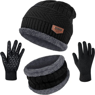 Men Women Thick Beanie Hat Knitted Wool Neck Scarf