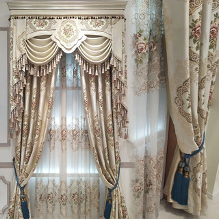 European Style Shaded Textured Relief Curtains Customized Window Curtain Luxury and Atmospheric Living Room and Bedroom