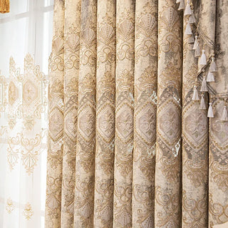 Luxury European High-end Curtains Italian Pasting Tulle Exquisite Embroidered Tulle Embroider Blackout Curtains Chenille Custom