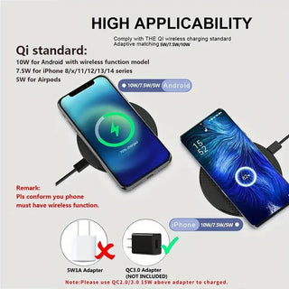 10W Wireless Charger Pad Ultra-thin Mobile Phone Station For iPhone 14 13 12 11 Samsung Xiaomi