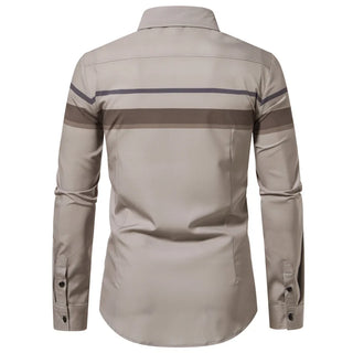 Plaid Long Sleeve Shirt Stripe Breathable Silk